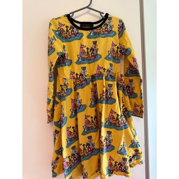 Nooworks Molly Mini Dress in Dog Party Print Kids Size 6 - Picture 1 of 3
